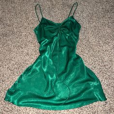 Never Worn, New Without Tags, Cute Cinching Straps On The Top, Not As Satin-Y As Photo Portrays Due To Flash Zara Mini Dress Green, Casual Green Slip Dress For Party, Casual Green Slip Dress For Date Night, Green Casual Slip Dress For Night Out, Casual Green Slip Dress For Night Out, Casual Green Satin Dress, Zara Mini Dress, Dresses Green, Zara Dress