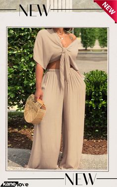 Black Casual Deep V Neck Loose Two-piece Pants Set Chic Two-piece V-neck Bottoms, Casual V-neck Pant Set For Spring, Chic Two-piece Summer Pantsuit, Chic Two-piece Jumpsuit And Rompers For Spring, Chic Two-piece Jumpsuit And Romper Set For Spring, Casual Two-piece Pants For Vacation, Chic Spring Pantsuit Two-piece Set, Chic Spring Pantsuit, Two-piece Set, Solid High-waisted Spring Jumpsuits And Rompers