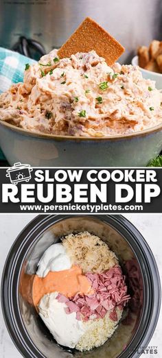 Crockpot Reuben Dip, Reuben Dip Recipe, Classic Reuben Sandwich, Persnickety Plates, Reuben Dip, Slow Cooker Appetizers, Crockpot Appetizers, Thousand Island, Reuben Sandwich