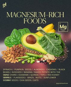 Love this post (and important reminder to get enough magnesium!) from @goodnesslover 👏: "Magnesium is one of the most important nutrients for our body as it is involved in over 300 biochemical reactions 🤯⁠ ⁠ By making sure you are getting enough of this miracle nutrient, you are guarding against- and helping to alleviate- such threats as heart disease, stroke, osteoporosis, diabetes, depression, arthritis and asthma! 💪⁠" Healing Foods, Avocado Banana, Magnesium Deficiency, Eat To Live, Burn Fat Faster, Fat Burning Drinks