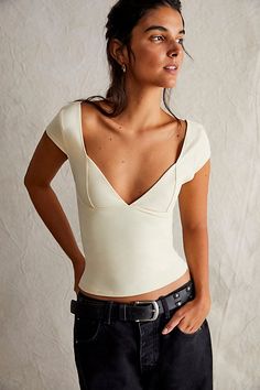 One part bra, one part cami, this corset-inspired style features a deep sweetheart neckline with capped sleeves and seamed cup design — featured in our innovative, sculpting Duo fabric that enhances your natural shape with a compressive (never constricting!) mesh underlayer. * Soft stretchy style * Scoop back design * Slim fit | Duo Corset Cami Top by Intimately at Free People in White, Size: S Duo Corset Cami, Knit Outerwear, White Cami, Cup Design, Back Design, Black Fits, Corset Top, Cami Tops, Boho Outfits