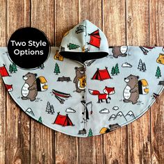 a bib with two style options on it