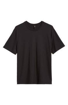 Solid coloring brings easy versatility to a T-shirt crafted for comfort from soft, breathable cotton in a fit that's easy to layer and always great on its own. 27" length (size Medium) Crewneck Short sleeves 100% cotton Hand wash, dry flat Imported Men's Clothing Basic Black Organic Cotton T-shirt, Black Organic Cotton Crew Neck T-shirt, Black Cotton Shirt For Layering, Cotton Short Sleeve Shirt For Layering, Black T-shirt For Summer Layering, Casual Black Organic Cotton Tops, Black Organic Cotton Streetwear T-shirt, Casual Relaxed Fit T-shirt For Layering, Black Organic Cotton Crew Neck Top