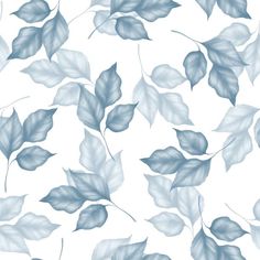 blue and white leaves are on a white background, with the same color as the leaves