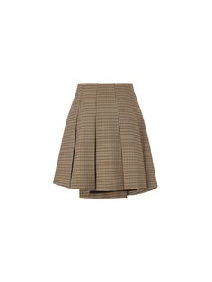 MO&Co. Women's Asymmetric Vintage Check Skirt Features : - Houndstooth plaid elements - Skirt with double buttonholes - Wide pressed pleated designCode: MBB3SKTT08The length of size M is 47.5cmBrown: Model is 176cm tall and wearing a size M MATERIALS & CARE : Material: 100% PolyesterDo not wash, do not bleach Hang to dry, tumble dry Iron at low temperature, professional dry cleaning Do not expose to the sunPlease select your own size in the size chart according to your figure and serve model siz Khaki Pleated Skirt, Check Skirt, Skirt Fits, Pleated Skirt, Size Chart, Plaid, How To Wear, Design