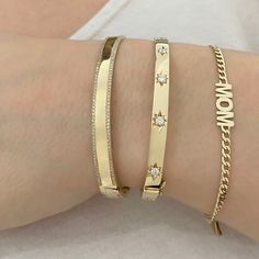 14k GOLD .80 CT GENUINE DIAMONDS CAN BE ENGRAVED ON BOTH SIDES Both Sides, Gold Diamond, Double Sided, Bangles, Diamonds, Yellow, Gold