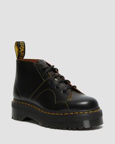 Shop Church Platform Monkey Boots in Black at Dr. Martens. Free delivery on orders over $50 Monkey Boots, Black Church, Shoe Brushes, Dr Martens Boots, Estilo Punk, Goodyear Welt, Danner Mountain Light Boot, Platform Boots, Dr. Martens Boots