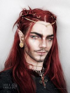 Sahvyn Makeup Beard, Nils Kuiper, Spiderbite Piercings, Elf Hair, Elf Makeup, Hair Reference, Narnia, Nyx