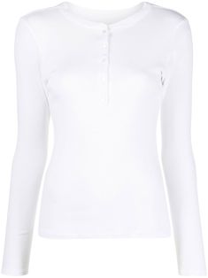 white cotton front button placket round neck long sleeves straight hem Versace Outfit, Nili Lotan, White Long Sleeve Shirt, Work Wear Women, Henley Top, Pure White, White Tops, White Cotton, Cool Shirts