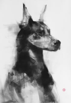 a black and white drawing of a dog