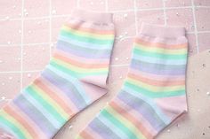 Harajuku Pastel Rainbow Socks – The Kawaii Factory Cute Multicolor Winter Socks, Casual Striped Summer Socks, Cute Multicolor Socks For Gifts, Playful Pink Summer Socks, Colorful Casual Winter Socks, Casual Colorful Winter Socks, Fun Pink Socks For Summer, Pink Harajuku Winter Socks, Trendy Multicolor Socks For Spring