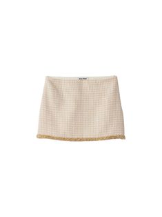 Miu Miu's Tweed Mini Skirt is a classic from the brand. This variation features a glass embellished gold trim and features an A-line silhouette that falls to the mid thigh. Pair with the matching jacket to complete the look. [tab] Composition: Virgin wool; Lining: Viscose Size and Fit: Runs True to Size Care Instructions: Professional cleaning recommended Origin: Imported SKU: MIU49PH19 Questions about size, fit, or how to style? The KZ team is here to help you look and feel your best! Chat with Miu Miu Mini Skirt, Stockholm Style, Tweed Mini Skirt, Stockholm Fashion, Summer Staples, Fine Jewelry Designers, Professional Cleaning, Skirted Swimwear, Trending Dresses