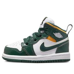 Air Jordan 1 Mid TD Infant/Toddler Shoes Baby Boy Clothes Nike, Jordan Aj 1 Mid, Baby Jordans, White Nike Shoes, Jordan Shoes Girls, Nike Air Jordan 1 Mid, Cute Black Guys, Princess Shoes