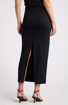 A smooth maxi skirt crafted from the brand's softest fabric contours to your silhouette for a look that easily transitions from the office to evening. 37" length (size Medium) Partially lined Concealed-elastic waist 75% nylon, 25% spandex Machine wash, tumble dry Imported Formal Fitted Maxi Length Bottoms, Stretch Full Length Pencil Skirt For Work, Fitted Maxi Length Bottoms With Side Slits, Formal Stretch Midi Bottoms, Formal Stretch Midi Length Bottoms, Chic Stretch Maxi Skirt For Formal Occasions, Fitted Maxi Skirt For Office, Chic Full-length Skirt With Side Slits, Chic Formal Stretch Maxi Skirt