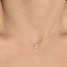 silver anchor charm necklace Everyday Silver Anchor Jewelry, Kite Necklace, Classic Silver Anchor Jewelry, Silver Anchor Jewelry Gift, Nautical Sterling Silver Necklace Gift, Silver Anchor Necklace In Sterling Silver, Delta Gamma Anchor, Letters Necklace, Sorority Jewelry