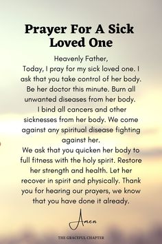 a prayer for a sick loved one with an image of the sky in the background