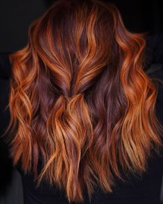 Forged by Fire 🔥 -Protected w/ @brazilianbondbuilder -Glossed with/@oligopro Funkhue Orange & 7KR for Low lights and depth -Prepped… | Instagram Red Copper Ombre Hair, Brown Hair Orange Highlights, Orange Hair Ombre, Brown To Ginger Balayage, Brown Hair With Orange Highlights, Orange And Purple Hair, Orange And Brown Hair, Brown And Orange Hair, Brown Orange Hair