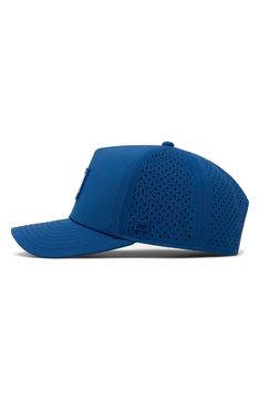 Inspired by the classic trucker hat, this baseball cap has a slightly taller crown yet wears a bit more shallow with a modified point on the front panel. It is built with lightweight, durable materials to make it water-repellent and breathable, and it's engineered with hydrophobic technology on the crown panels designed to bead away water and prevent absorption. A hidden besom pocket at the forehead area lets you securely store emergency money or small essentials. Adjustable snapback strap Moist Casual Hat With Mesh Back And Curved Visor, Solid Curved Brim Trucker Hat For Baseball Season, Solid Curved Bill Trucker Hat For Baseball Season, Solid Color Curved Brim Trucker Hat For Baseball Season, Adjustable Functional Hat With Curved Bill, Functional Adjustable Hat With Curved Bill, Functional Blue Summer Hats, Trucker Snapback Hat With Curved Visor For Sports, Casual Breathable Six-panel Trucker Hat