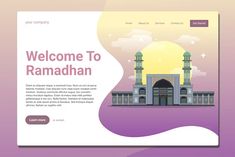 a website page with an image of a mosque in the middle of it and text welcome to ramahan