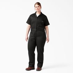 Adapt to your dynamic workday in Dickies Women’s Plus FLEX Cooling Temp-iQ Short Sleeve Coveralls. Dickies Coveralls were first created over 90 years ago with the intention of protecting your ‘street’ clothes at work. Inspired by the time-honored heritage design, you’ll now have innovative Temp-iQ temperature control and FLEX fabrication at your back in this adaptation of the short sleeve coverall. Plus, the feminine fit ensures freedom to move comfortably through work and play with added elasti Dickies Coveralls Outfit Women, Dickies Coveralls Outfit, Coverall Outfit Women, Coveralls Outfit, Ww2 Fashion, Dickies Coveralls, Dickies Women, Work Uniforms, Red Fits