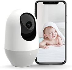 an image of a baby monitor with the camera attached to it's front and side