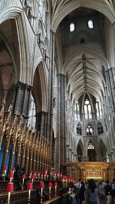 the interior of a large cathedral with high ceilings