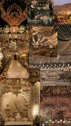 a collage of photos showing different types of wedding decorations