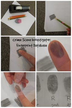 fingerprints are being drawn on paper with pencils