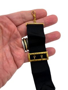 ad eBay - Find many great new & used options and get the best deals for Antique 10K GOLD & BLACK SILK RIBBON WATCH CHAIN FOB Mourning at the best online prices at eBay! Free shipping for many products! Classic Black Band Jewelry For Formal Events, Black Jewelry With Gold Clasp For Formal Occasions, Black Engraved Watch For Formal Occasions, Watch Chain, Gold Piece, Black Ribbon, Silk Ribbon, 10k Gold, Black Silk