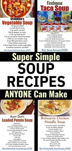 the recipe for soup is shown in four different languages