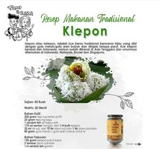 the recipe for kiepon is shown with ingredients