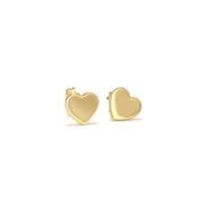 These lovely heart earrings are crafted from quality 14 karat yellow gold with a high polished finish and are approximately 1/3 of an inch long. The earrings are secured with friction posts and backs. Everyday Hypoallergenic 14k Gold Heart Earrings, Minimalist 14k Gold Heart Earrings For Anniversary, Gold Sterling Silver Heart Earrings For Everyday, Classic Heart Earrings For Valentine's Day, Classic Gold Heart Earrings For Formal Occasions, Everyday Gold Heart Earrings In Sterling Silver, Everyday 14k Gold Heart Cut Earrings, Classic Valentine's Day Heart Earrings, 14k Gold Pierced Heart Earrings For Everyday