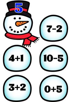 a snowman with the number five on it's face and four numbers below