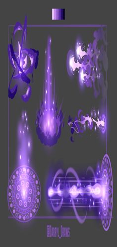 an image of some kind of art work with purple lights and shapes in the background