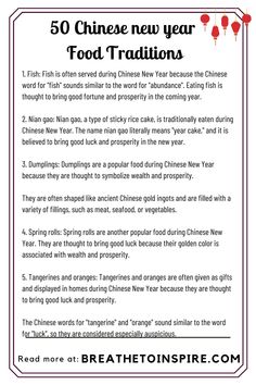 the chinese new year food instructions are shown in this poster, which shows how to prepare and