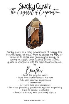 Connection To Nature, Gemstone Meanings, Smoky Quartz Crystal