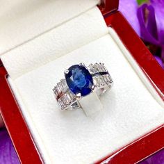 "IN STOCK! Ready for shipping. Free ring sizing! ENJOY OUR WORRY-FREE SERVICE AND THE DAZZLING, GENUINE JEWELRY WE DESIGN AND HANDCRAFT WITH LOVE❤️ ABOUT THE ITEM: OMG, when our goldsmith showed me this ring right after completion, I literally screamed! This GORGEOUS, natural 5.20 TCW BLUE SAPPHIRE, STUNNING-DESIGN ring is just so beautiful! EXTREMELY STUNNING! With a 3.94 carats Certified HEATED, CEYLON, ROYAL BLUE SAPPHIRE. This ring offers an important statement of who you are with a jumbo, R Luxury Sapphire Baguette Cut Ring, Luxury Sapphire Ring With Brilliant And Baguette Cuts, Luxury Gia Certified Baguette Cut Sapphire Ring, Luxury Platinum Baguette Cut Sapphire Ring, Luxury White Gold Baguette Cut Sapphire Ring, Luxury Lab-created Sapphire Ring With Baguette Cut, Luxury Lab-created Sapphire Baguette Cut Ring, Luxury Baguette Cut Lab-created Sapphire Ring, Luxury Sapphire Ring With Baguette Diamonds