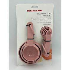 kitchen aid measuring cups and spoon set in pink packaging