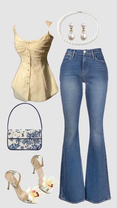 Fashionable Jeans Outfit, Pop Outfits For Women, Cute And Girly Outfits, Fit Ideas For Summer, Canada Women Outfits, Jean And White Outfit, Summer Fits With Jeans, Latina Inspired Outfits, My Clothing Aesthetic