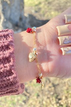 Rose Heart Bracelet – La Rosa Brand Mexican Girl Aesthetic, Catholic Bracelet, Catholic Necklace, Virgin Mary Necklace, Rose Heart, Hippie Style Clothing, Rosé Heart, Butterfly Bracelet, Girly Accessories