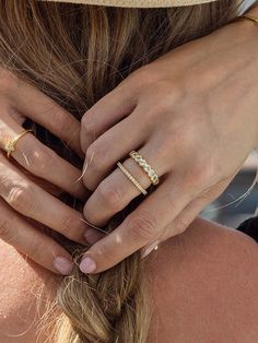 Get ready to glow with this gold pavé ring. The Glow Ring is made to shine as a stacking ring essential. Pair it with your other favorite gold rings for an everyday stack you’ll never want to stop wearing. | Gold Pavé Glow Ring in Size 8 | Women's Jewelry by Uncommon James Stackable Diamond Accent Rings For Everyday, Everyday Stackable Diamond Rings, Stacked Midi Rings For Everyday, Gold Stackable Rings With Halo For Everyday, Everyday Gold Stackable Rings With Diamond Accents, Dainty Stackable Rings With Diamond Accents For Everyday, Everyday Yellow Gold Rings With Pave Setting, Fine Jewelry Half Eternity For Everyday, Fine Jewelry Half Eternity Pieces For Everyday