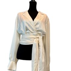 Beautiful Wrapped Tie Blouse Color = Gardenia Or A Rich Ivory Modest Fashion Outfits, Tie Blouse, Wrap Blouse, Modest Fashion, Top Blouse, Blouses, Womens Tops, Fashion Outfits, Cream