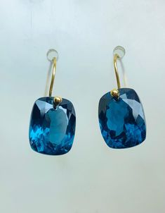 Modern Blue 14k Gold Earrings, London Blue Topaz Earrings, Blue Topaz Earrings, Topaz Earrings, Solid Gold Jewelry, Quartz Earrings, Gems Jewelry, London Blue Topaz, Topaz Gemstone