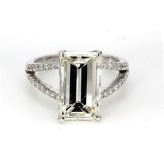 Ninacci 14K White Gold Split Shank Ring with GIA Certified 5.03 Carats Emerald Cut Diamond Regal Rings, Raw Diamond Jewelry, Rings 2023, Statement Fashion Pieces, Split Shank Ring, Emerald Engagement Ring Cut, Emerald Cut Diamond, Raw Diamond, Split Shank