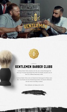 two men sitting at a table with a shaving brush in front of them and the caption gentlemen barber club