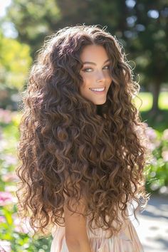 Elegant Curly Hairstyles For Long Hair, Volumous Curled Hair, Curly Sunkissed Hair, Curly Event Hairstyles, Long Hair Curled Hairstyles, Soft Curls For Long Hair, Long Hair Curly Hairstyles, Mixed Race Women, Long Curly Wedding Hair