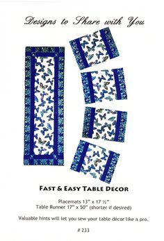 Fast and Easy Table Décor Easy Table Decor, Easy Placemats, Quilted Placemat Patterns, Quilted Table Runners Christmas, Easy Table, Kitchen Placemats, Table Topper Patterns, Quilted Table Runners Patterns, Table Quilts