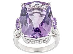 14.40ct Fancy Cut Lavender And 0.21ctw Round African Amethyst Rhodium Over Sterling Silver Ring. Measures Approximately 0.72"L x 0.79"W. Not Sizeable. Formal Purple Jewelry With Diamond Accents, Formal Purple Amethyst Ring With Gemstone Accents, Lavender Amethyst Ring For Formal Occasions, Luxury Purple Jewelry With Accent Stones, Formal Amethyst Gemstones With Gemstone Accents, Luxury Purple Diamond-cut Jewelry, Luxury Lavender Jewelry With Gemstone Accents, Elegant Purple Gemstones With Diamond Accents, Luxury Lavender Amethyst Ring For Formal Occasions