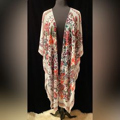 This Soft And Sheer Floral Kimono/Swim Cover Up Is Brand New, Never Worn. One Size Kimono Swim Cover Up, Pool Dress, Black Cover Up, Swim Cover Up Dress, Pink Swim, Swimming Bathing Suits, Bathing Suit Covers, Bathing Suit Cover Up, Swim Skirt