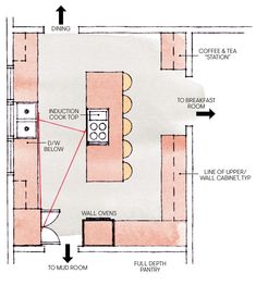 the floor plan for a living room and kitchen